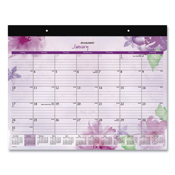 AT-A-GLANCE® Beautiful Day Desk Pad Calendar, Floral Artwork, 21.75 X 17, Assorted Color Sheets, Black Binding, 12-month (jan-dec): 2022 freeshipping - TVN Wholesale